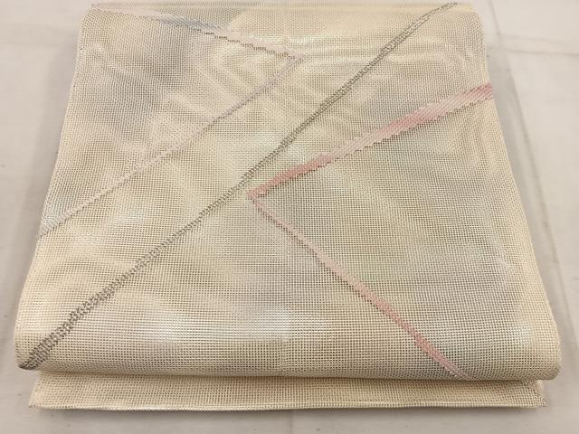 平和屋着物*夏物 六通柄 本袋帯 幾何学文様 銀糸 正絹 逸品 BAAW3831mz