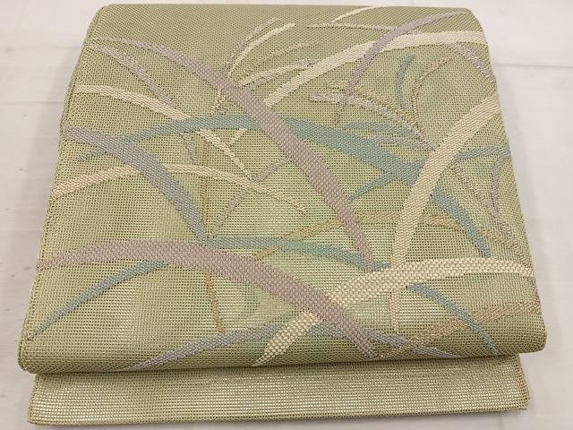 平和屋着物*夏物 太鼓柄袋帯 草葉文 金銀糸 正絹 逸品 BAAW3835mz