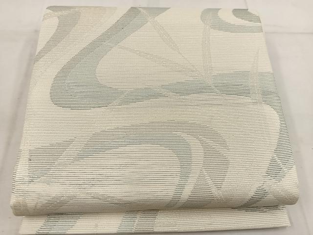 平和屋着物*夏物 六通柄袋帯 流水草葉文 銀糸 正絹 逸品 BAAW3838mz
