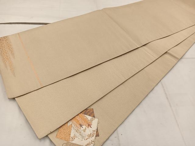 平和屋着物◎太鼓柄袋帯 綴れ 色紙重ね亀甲花文 金銀糸 正絹 逸品 BAAW3840mz