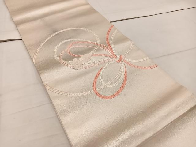 平和屋着物◎太鼓柄袋帯 総刺繍 結紐文 正絹 逸品 BAAW3841mz