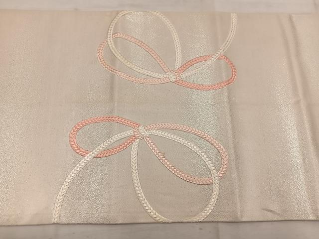 平和屋着物◎太鼓柄袋帯 総刺繍 結紐文 正絹 逸品 BAAW3841mz