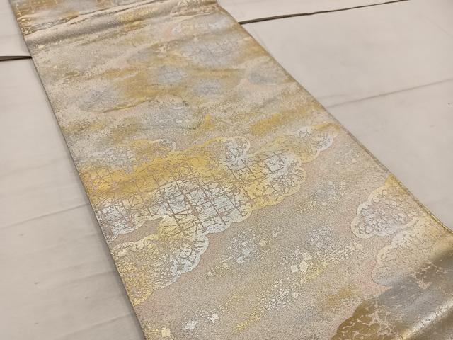 平和屋着物◎全通柄袋帯 綴れ 雲重ね文 金銀彩 正絹 逸品 BAAW3842mz
