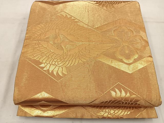 平和屋着物◎両面 全通柄袋帯 亀甲菊花文 金糸 正絹 逸品 BAAW3843mz