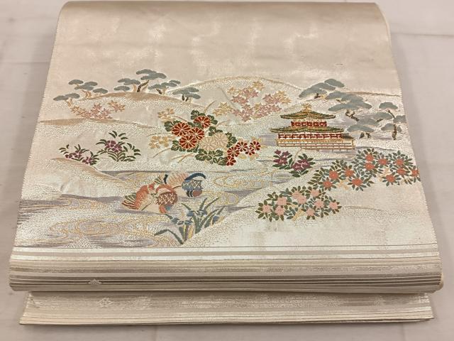 平和屋着物◎太鼓柄袋帯 名勝 金閣寺 正絹 逸品 BAAW3867mz