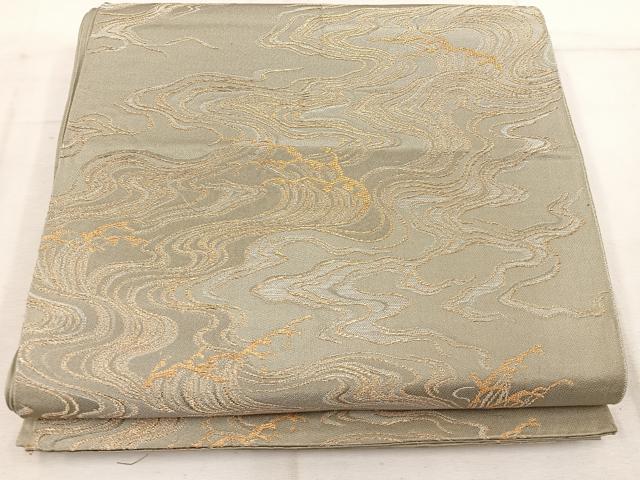 平和屋着物◎六通柄袋帯 流水文 金銀糸 正絹 逸品 BAAW3869mz