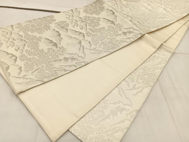 平和屋着物◎六通柄袋帯 樹林文 銀糸 正絹 逸品 BAAW3902mz
