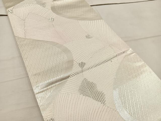 平和屋着物◎六通柄袋帯 唐織 若松葉 銀糸 正絹 逸品 BAAW3913mz