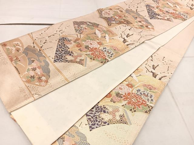 平和屋着物◎六通柄袋帯 九百錦 吉祥絵図 金糸 正絹 逸品 BAAW3917mz