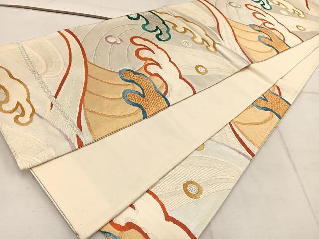 平和屋着物◎六通柄袋帯 立波文 金銀糸 正絹 逸品 BAAW3919mz