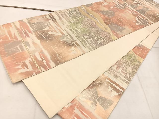 平和屋着物◎六通柄袋帯 樹林文 金銀糸 正絹 逸品 BAAW3936mz