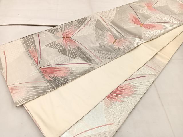 平和屋着物◎六通柄袋帯 舞蝶文 金銀糸 正絹 逸品 BAAW3938mz
