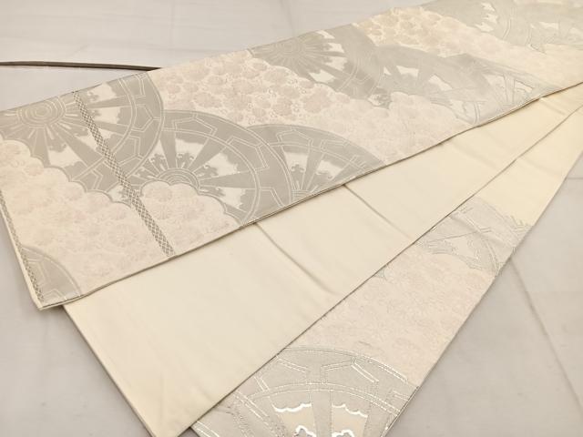 平和屋着物◎六通柄袋帯 唐織 源氏車菊花文 銀糸 正絹 逸品 BAAW3966mz