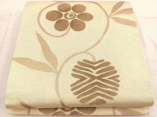 平和屋着物◎六通柄袋帯 笹蔓 金糸 正絹 逸品 BAAW3977mz
