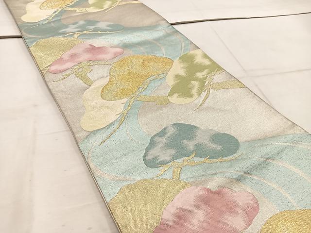 平和屋着物◎六通柄袋帯 流水松文 金糸 正絹 逸品 BAAW3988mz