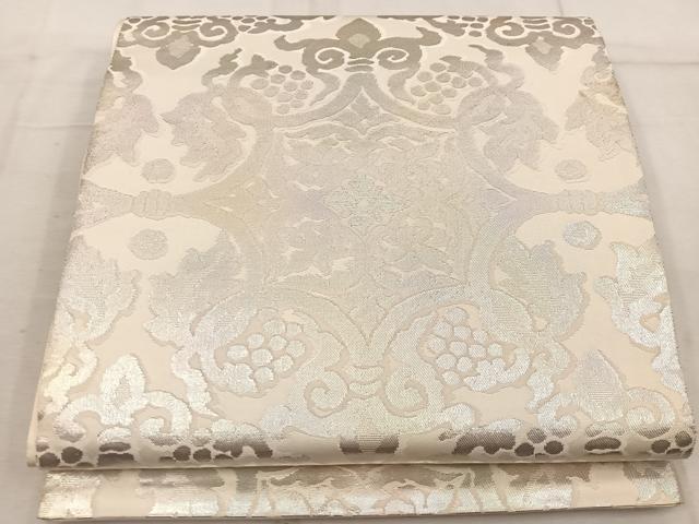 平和屋着物◎西陣 服部織物謹製 六通柄袋帯 こはく錦 花唐草文 正絹 逸品 BAAW3991mz