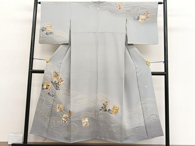 平和屋着物■訪問着 作家物 立波破れ色紙花文 暈し染め 金彩 正絹 逸品 BAAW4090hv