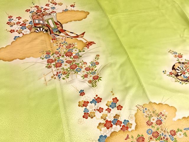 平和屋着物▼訪問着 駒刺繍 御所車枝梅文 暈し染め 金彩 正絹 逸品 BAAW4176hv