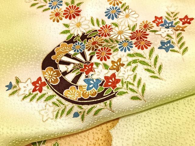 平和屋着物▼訪問着 駒刺繍 御所車枝梅文 暈し染め 金彩 正絹 逸品 BAAW4176hv