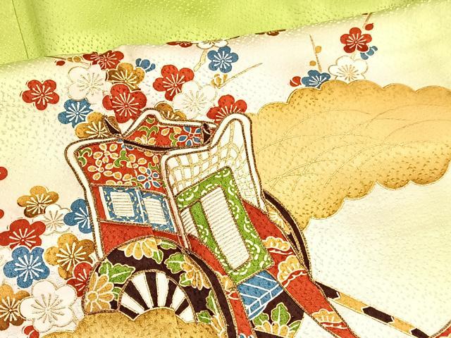 平和屋着物▼訪問着 駒刺繍 御所車枝梅文 暈し染め 金彩 正絹 逸品 BAAW4176hv