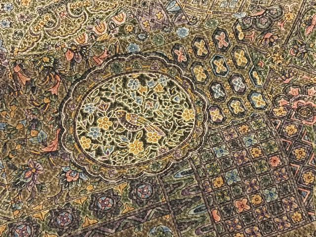 平和屋着物▼上質な小紋 陶器更紗花鳥文 鬼しぼ縮緬 正絹 逸品 BAAW4177hv