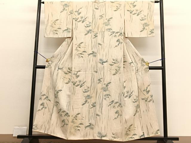 平和屋着物▼上質な小紋 手描き 竹林 正絹 逸品 BAAW4178hv
