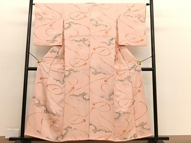 平和屋着物▼上質な小紋 地紋起こし 片輪車 暈し染め 正絹 逸品 BAAW4186hv
