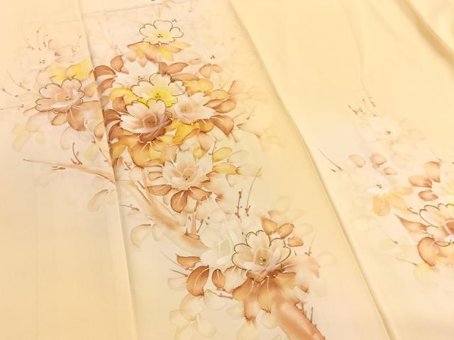 平和屋着物▼訪問着 手描き 草花文 ろうけつ染め 金彩 正絹 逸品 BAAW4210hv