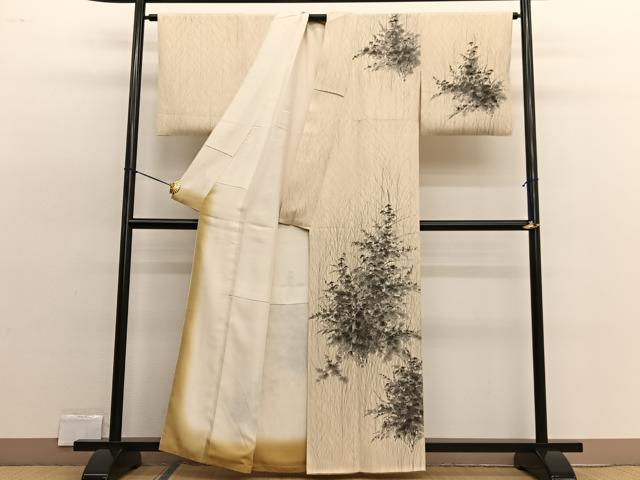 平和屋着物▼中国三大刺繍 相良刺繍 訪問着 手描き 草花文 正絹 逸品 BAAW4213hv