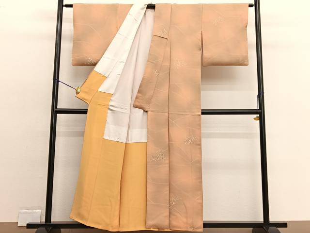 平和屋着物■上質な小紋 手描き 草花文 暈し染め 正絹 逸品 BAAW4247hv