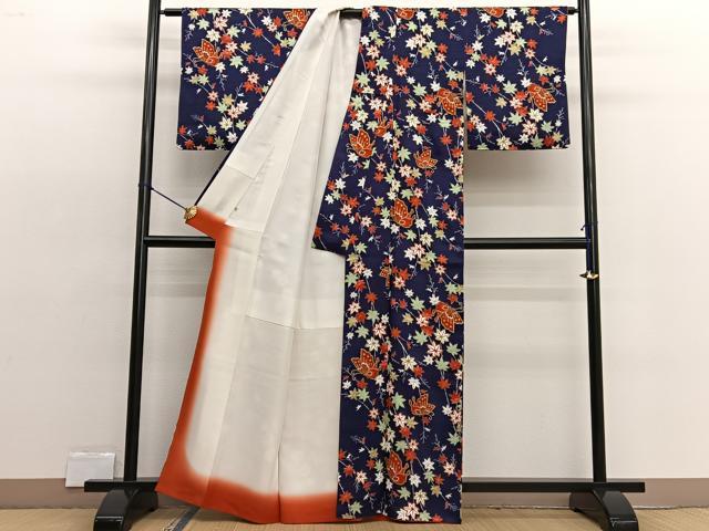 平和屋着物■上質な小紋 舞蝶楓文 金彩 正絹 逸品 BAAW4260hv