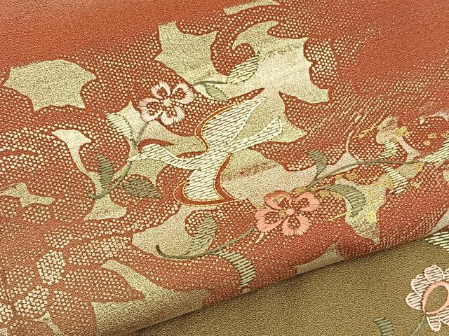 平和屋着物■訪問着 駒刺繍 花喰鳥 暈し染め 金彩 正絹 逸品 BAAW4276hv