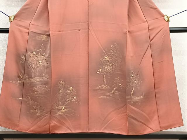 平和屋着物■訪問着 手描き 刺繍 風景文 暈し染め 金彩 正絹 逸品 BAAW4277hv