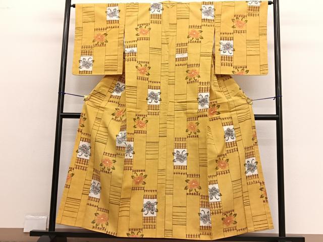 平和屋着物■上質な紬 椿 正絹 逸品 BAAW4278hv