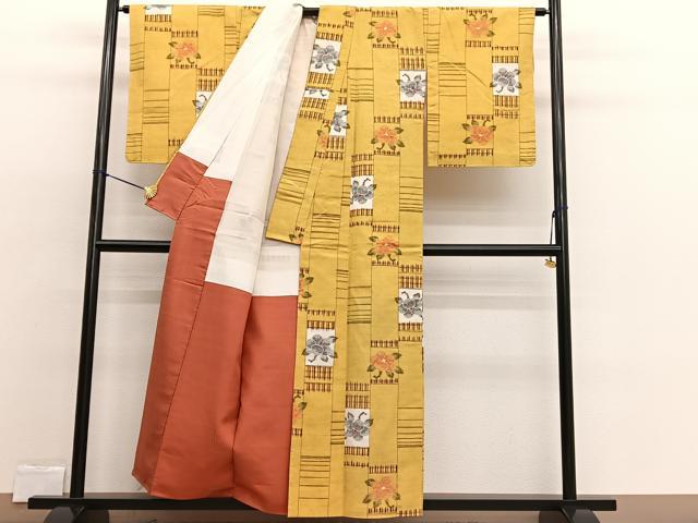 平和屋着物■上質な紬 椿 正絹 逸品 BAAW4278hv