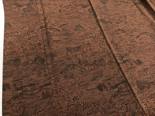 平和屋着物■上質な小紋 型染め 御所解文 鬼しぼ縮緬 正絹 逸品 BAAW4333hv