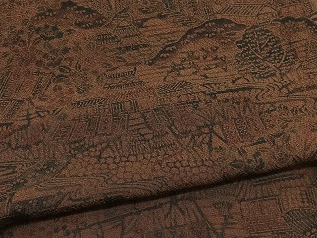 平和屋着物■上質な小紋 型染め 御所解文 鬼しぼ縮緬 正絹 逸品 BAAW4333hv
