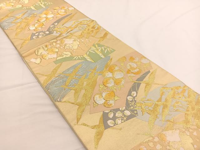 平和屋着物●西陣 川島織物謹製 六通柄 本袋帯 唐織 地紙飛鶴花文 金銀糸 引箔 正絹 逸品 BAAW4373hv