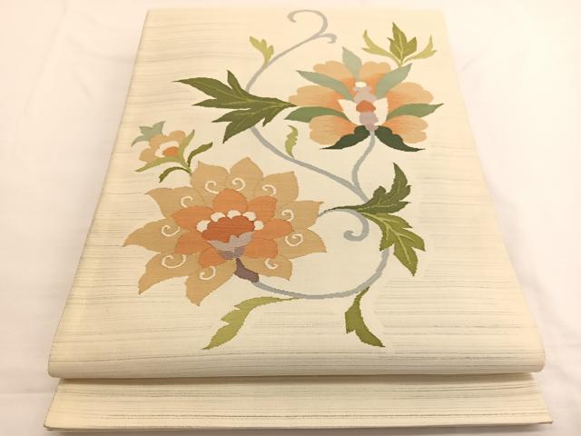 平和屋着物◎太鼓柄袋帯 すくい織 更紗花唐草文 正絹 逸品 BAAW4409hv