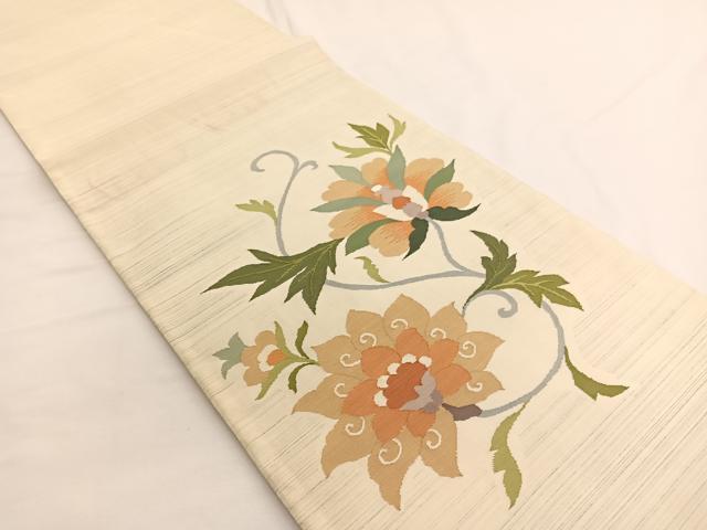 平和屋着物◎太鼓柄袋帯 すくい織 更紗花唐草文 正絹 逸品 BAAW4409hv