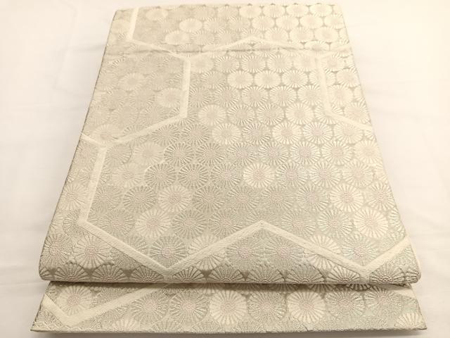 平和屋着物◎六通柄袋帯 唐織 毘沙門亀甲花文 銀糸 正絹 逸品 BAAW4429hv