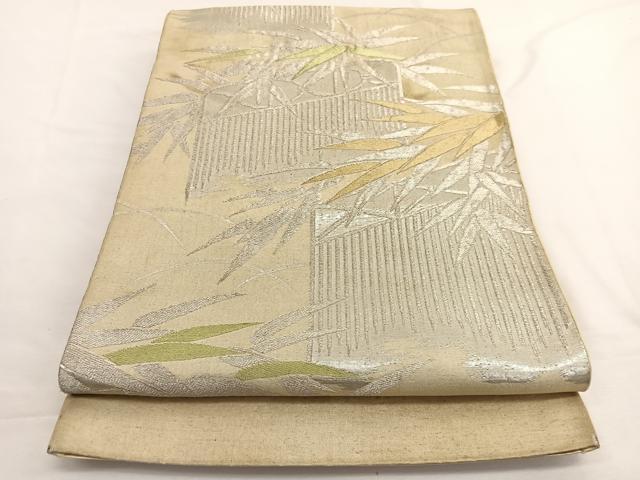 平和屋着物◎六通柄袋帯 笹竹文 金銀糸 正絹 逸品 BAAW4436hv
