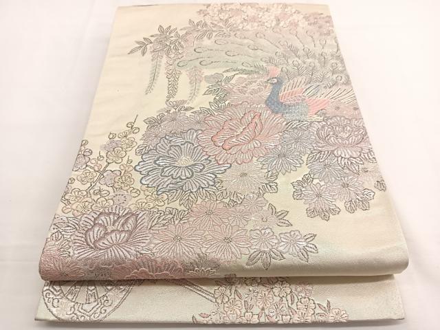 平和屋着物◎六通柄袋帯 唐織 聚楽麗姿文 プラチナ箔 正絹 逸品 BAAW4456hv