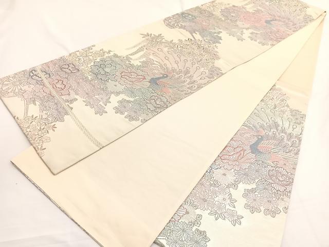 平和屋着物◎六通柄袋帯 唐織 聚楽麗姿文 プラチナ箔 正絹 逸品 BAAW4456hv