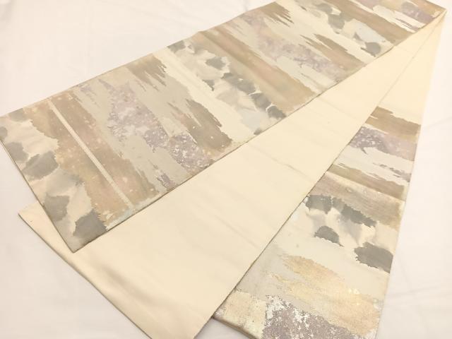平和屋着物◎西陣 服部織物謹製 六通柄袋帯 こはく錦 霞文 金銀糸 正絹 逸品 BAAW4461hv