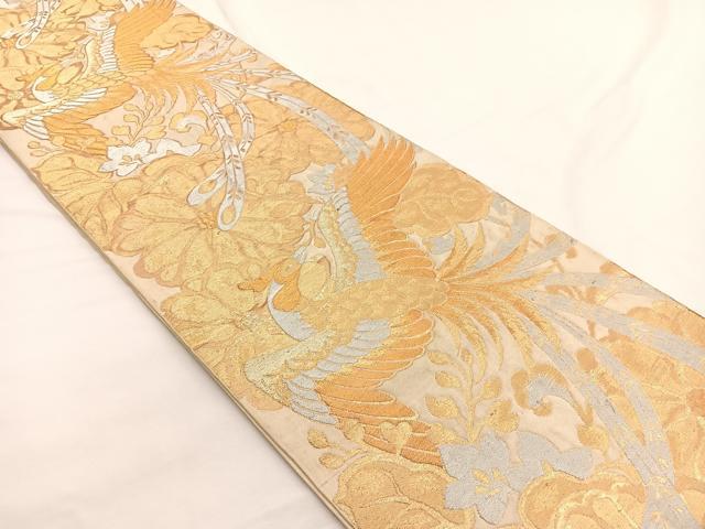 平和屋着物◎六通柄 本袋帯 鳳凰花文 金銀糸 正絹 逸品 BAAW4470hv
