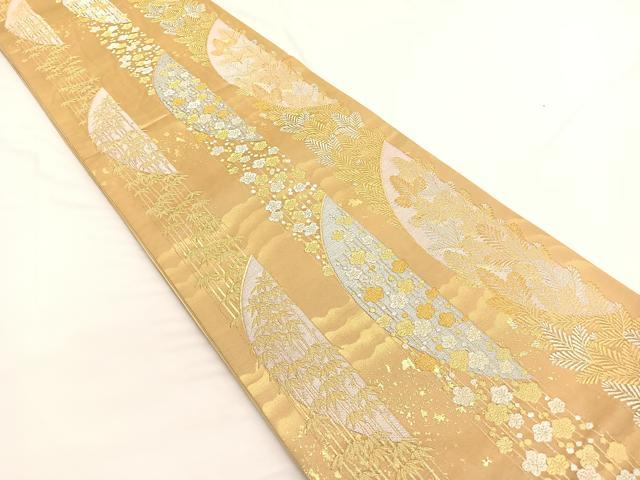 平和屋着物◎六通柄袋帯 蒔絵 松竹梅 金銀糸 正絹 逸品 BAAW4527hv