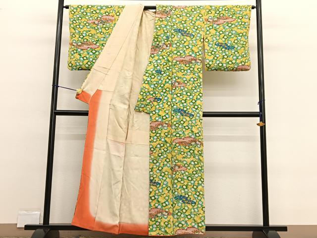 平和屋着物■上質な小紋 手描き 枝梅雲取り花文 正絹 逸品 BAAW4588hv