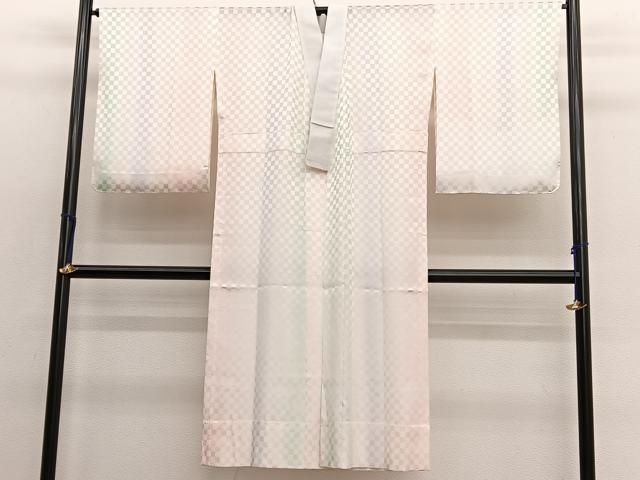 平和屋着物●長襦袢 無双仕立て 市松楓文 暈し染め 正絹 逸品 BAAW4620hv