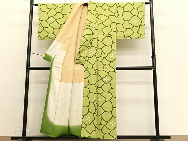 平和屋着物■上質な小紋 絞り 光琳花文 正絹 逸品 BAAW4641hv
